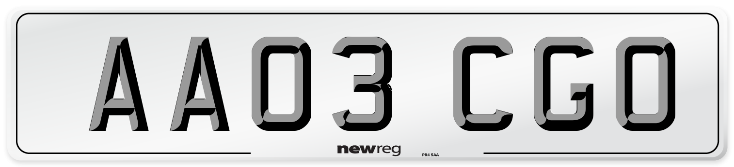 AA03 CGO Number Plate from New Reg